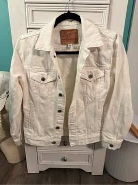 Lucky Brand White Denim Trucker Jacket
